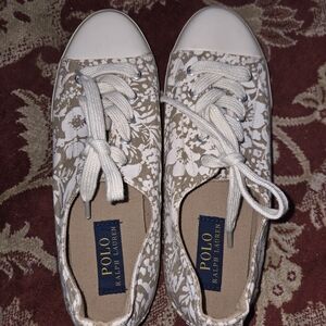 Polo by Ralph Lauren Women's Floral Sneakers - Tan and White